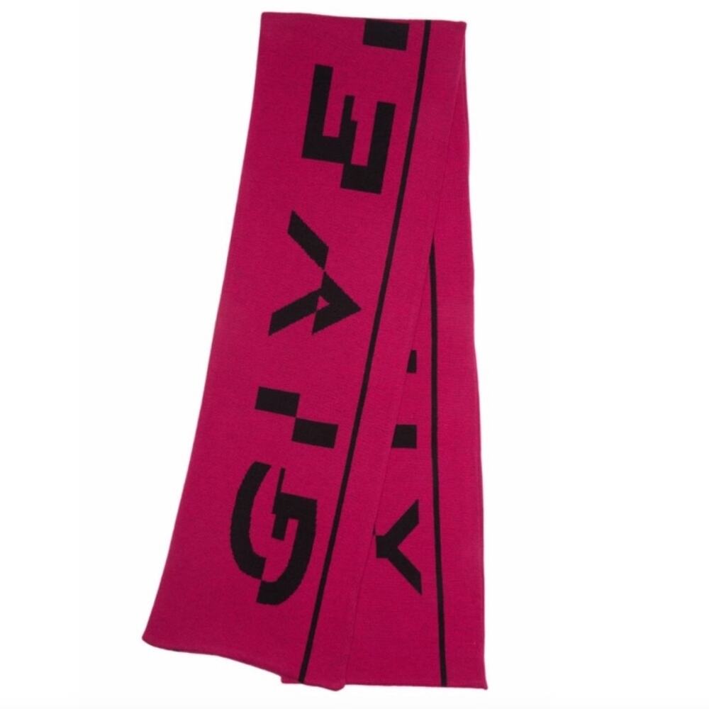 #GIVENCHY Off Center Logo Scarf Fuschia NEW - Picture 4 of 8
